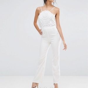 ASOS Jovanna Kloss White Lace Bridal Jumpsuit Openback Women’s US Size Size 10